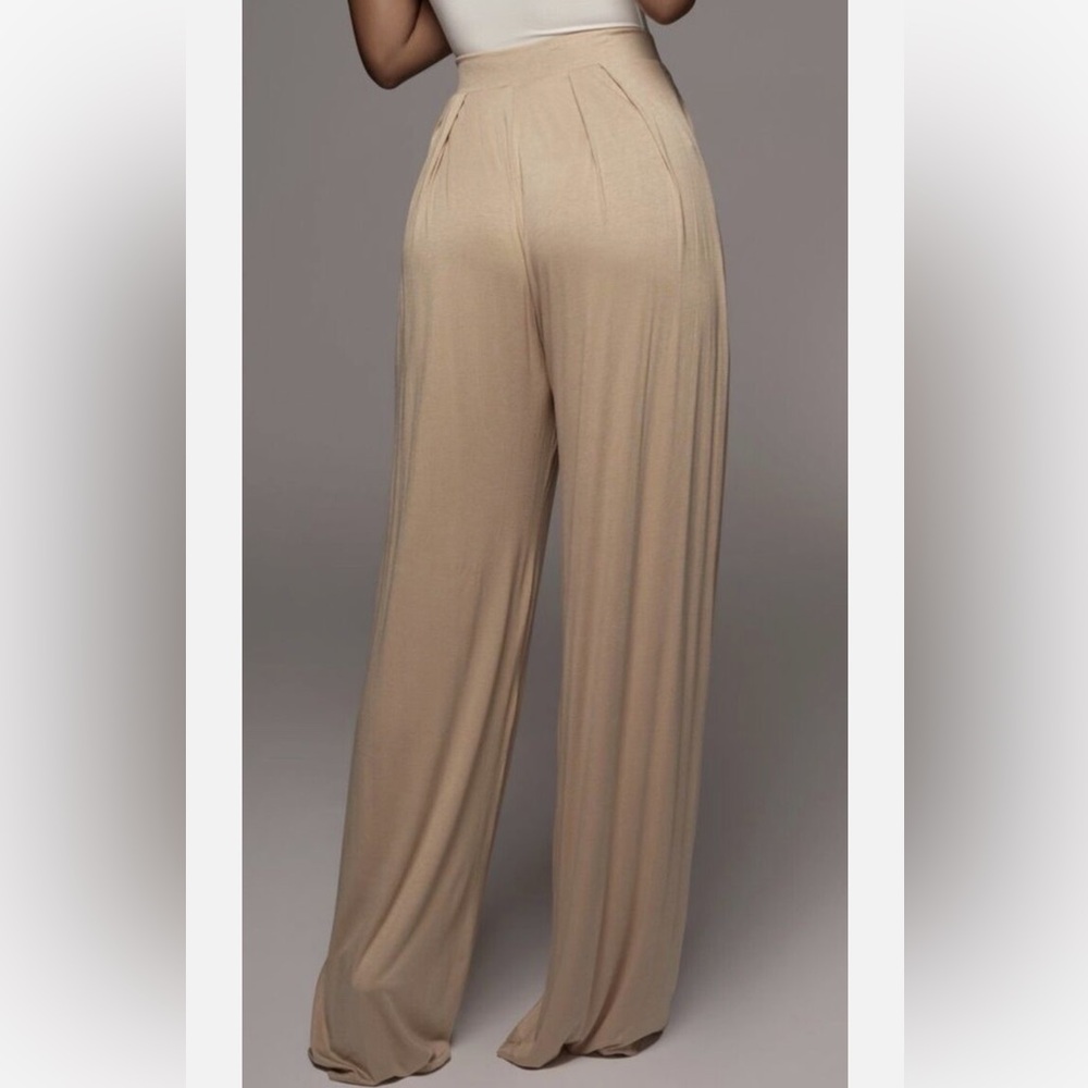 JluxBasix Tan Devyn Wide Leg Pants